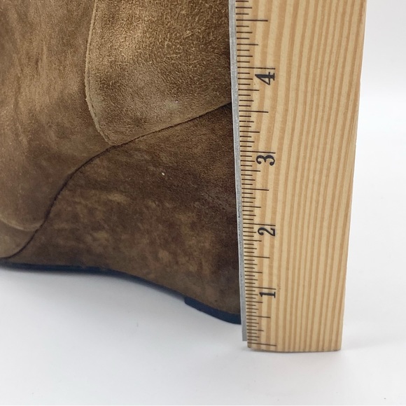 Via Spiga-Tan Suede Leather Lace Up Wedge Booties 9.5 - Picture 4 of 7